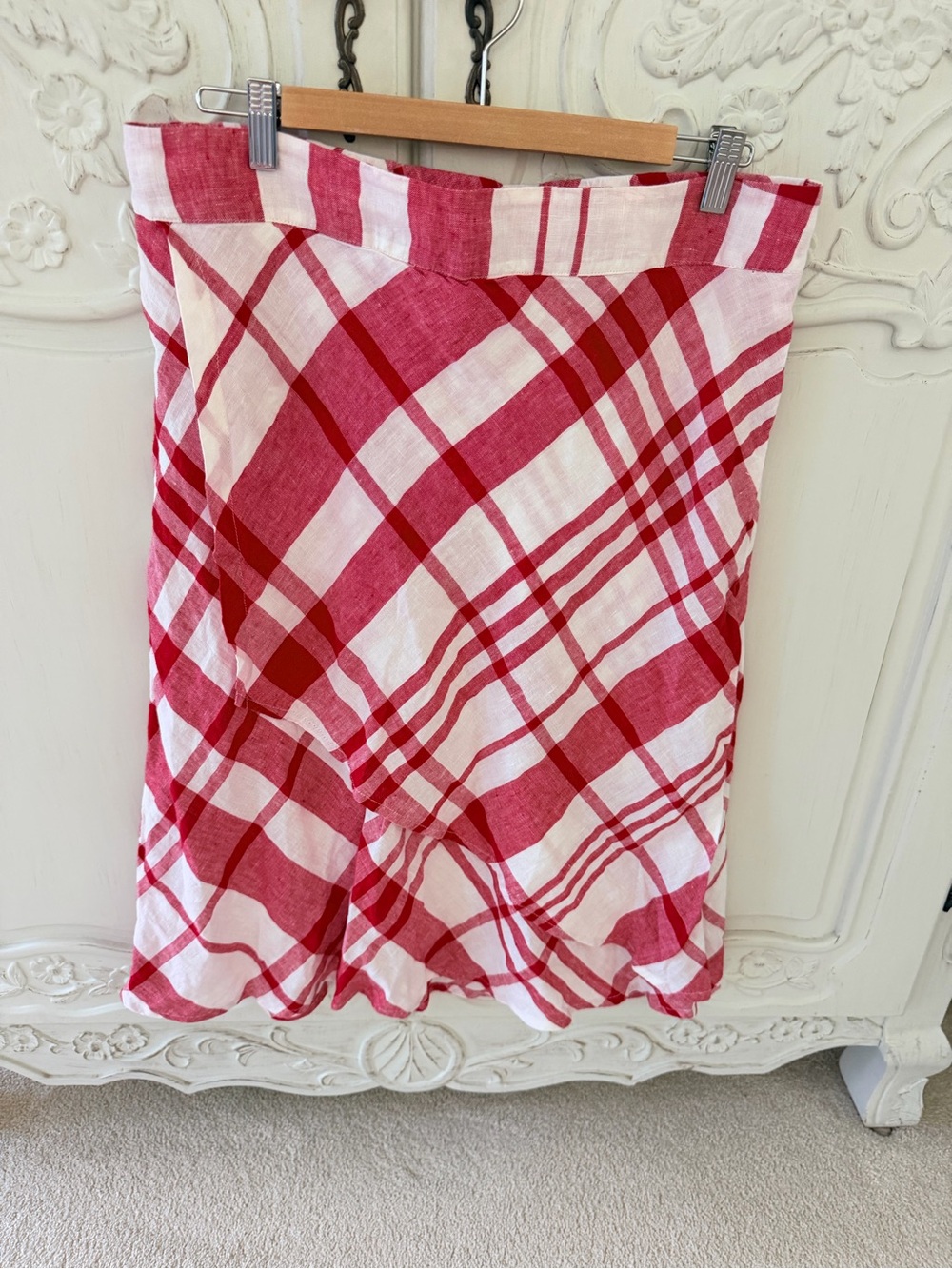 Flax Red and White Plaid Women's Skirt